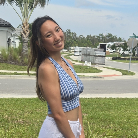 H&M Blue and White Striped Halter Tank Top - Picture 2 of 5